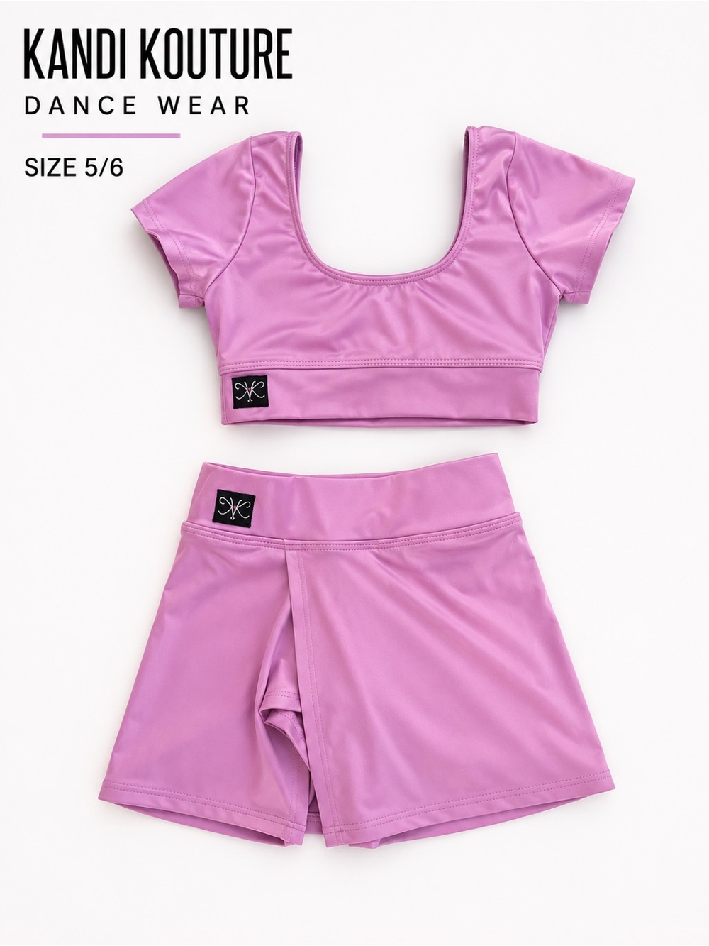 Kandi Kouture Girls Two-Piece Dance Set in Pink
